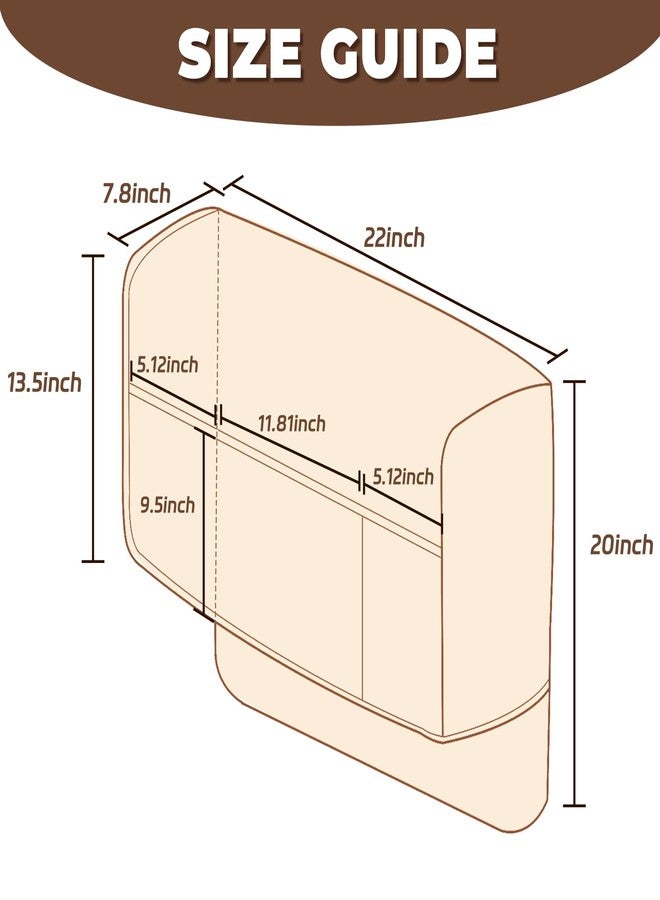 MEHIDFY Sofa Arm Cover, Waterproof Couch Armrest Protector, Anti-Slip Sofa Cover, Remote Holder for Armchair, Recliner Caddy with 3 Pockets for TV Remote, Phone, Pad, Pen, Book(Brown 2pcs) - Image 2